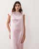ARRANGE ARRANGE cowl neck scarf draped satin maxi dress in light pink - 4
