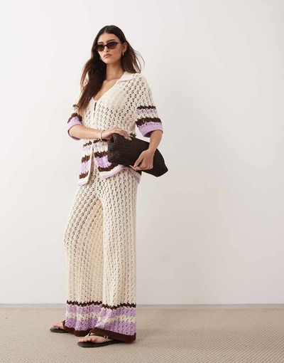 ARRANGE ARRANGE crochet pants in cream - part of a set-Multi