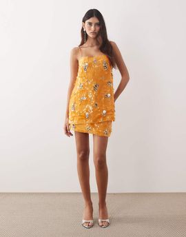 ARRANGE ARRANGE crystal embellished mini skirt in orange - part of a set