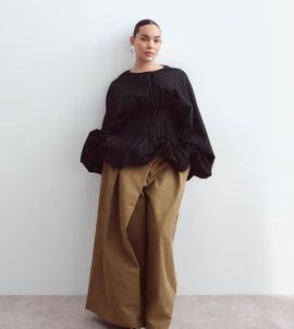 ARRANGE ARRANGE Curve Alva folded detail wide leg pants in olive green