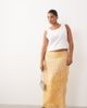 ARRANGE ARRANGE Curve beaded fringe column midi skirt in yellow - 1