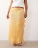 ARRANGE ARRANGE Curve beaded fringe column midi skirt in yellow - 2