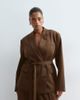 ARRANGE ARRANGE Curve belted cinched waist blazer with removable lapel in chocolate - part of a set-Brown - 1