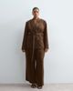 ARRANGE ARRANGE Curve belted cinched waist blazer with removable lapel in chocolate - part of a set-Brown - 2