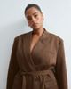 ARRANGE ARRANGE Curve belted cinched waist blazer with removable lapel in chocolate - part of a set-Brown - 3