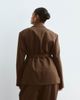 ARRANGE ARRANGE Curve belted cinched waist blazer with removable lapel in chocolate - part of a set-Brown - 4