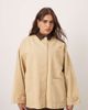 ARRANGE ARRANGE Curve canvas oversized barn shacket with corduroy collar in camel-Brown - 1