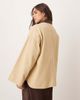 ARRANGE ARRANGE Curve canvas oversized barn shacket with corduroy collar in camel-Brown - 3