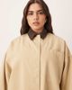 ARRANGE ARRANGE Curve canvas oversized barn shacket with corduroy collar in camel-Brown - 4