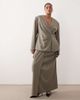 ARRANGE ARRANGE Curve cinched collarless pleated wrap blazer in light gray - 2