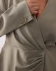 ARRANGE ARRANGE Curve cinched collarless pleated wrap blazer in light gray - 3