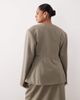 ARRANGE ARRANGE Curve cinched collarless pleated wrap blazer in light gray - 4