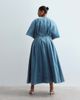 ARRANGE ARRANGE Curve cinched waist denim midi dress in mid wash blue - 3