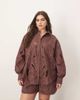 ARRANGE ARRANGE Curve cotton mirrored floral embroidered cutwork shorts in chocolate - part of a set-Brown - 2