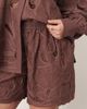 ARRANGE ARRANGE Curve cotton mirrored floral embroidered cutwork shorts in chocolate - part of a set-Brown - 3