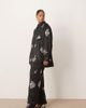 ARRANGE ARRANGE Curve crinkle satin floral embellished pants in black - part of a set - 1