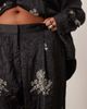 ARRANGE ARRANGE Curve crinkle satin floral embellished pants in black - part of a set - 3