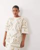 ARRANGE ARRANGE Curve cutwork embroidered mini dress in cream-White - 1