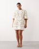ARRANGE ARRANGE Curve cutwork embroidered mini dress in cream-White - 2