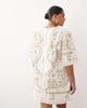 ARRANGE ARRANGE Curve cutwork embroidered mini dress in cream-White - 4