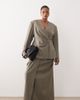 ARRANGE ARRANGE Curve draped tailored maxi skirt in light gray - 1