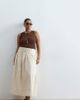 ARRANGE ARRANGE Curve drop waist maxi skirt with topstitching detail in stone-Neutral - 1