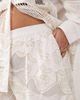 ARRANGE ARRANGE Curve embroidered cutwork shorts in white - part of a set - 4