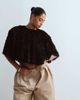 ARRANGE ARRANGE Curve faux feather trapeze T-shirt in black - 4