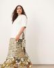 ARRANGE ARRANGE Curve futurist sequin embellished fringe hem midi skirt in gold - 1