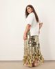 ARRANGE ARRANGE Curve futurist sequin embellished fringe hem midi skirt in gold - 2