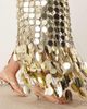 ARRANGE ARRANGE Curve futurist sequin embellished fringe hem midi skirt in gold - 3