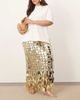 ARRANGE ARRANGE Curve futurist sequin embellished fringe hem midi skirt in gold - 4