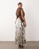 ARRANGE ARRANGE Curve futurist sequin fringe hem midi skirt in silver tone - 3
