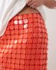 ARRANGE ARRANGE Curve futurist sequin fringe hem midi skirt in tomato-Orange - 2