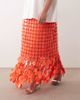 ARRANGE ARRANGE Curve futurist sequin fringe hem midi skirt in tomato-Orange - 3