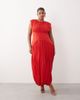 ARRANGE ARRANGE Curve gathered drape maxi dress with cinched waist in red - 2