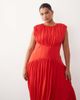 ARRANGE ARRANGE Curve gathered drape maxi dress with cinched waist in red - 3