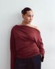 ARRANGE ARRANGE Curve jersey off shoulder wide sleeve top with ruched hem in burgundy-Red - 1