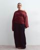 ARRANGE ARRANGE Curve jersey off shoulder wide sleeve top with ruched hem in burgundy-Red - 2
