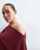 ARRANGE ARRANGE Curve jersey off shoulder wide sleeve top with ruched hem in burgundy-Red - 3