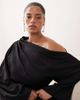 ARRANGE ARRANGE Curve jersey off the shoulder wide sleeves top with ruched hem in black - 1