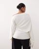 ARRANGE ARRANGE Curve jersey off the shoulder wide sleeves top with ruched hem in white - 3
