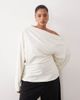 ARRANGE ARRANGE Curve jersey off the shoulder wide sleeves top with ruched hem in white - 4