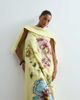 ARRANGE ARRANGE Curve large botanical floral satin drape maxi dress in lime green - 1