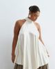 ARRANGE ARRANGE Curve longline halter neck handkerchief hem top in ivory-White - 1