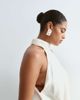 ARRANGE ARRANGE Curve longline halter neck handkerchief hem top in ivory-White - 3
