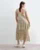 ARRANGE ARRANGE Curve metallic circle fringe column midi dress in gold - 3