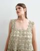 ARRANGE ARRANGE Curve metallic circle fringe column midi dress in gold - 4