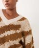 ARRANGE ARRANGE Curve oversized knit v neck sweater with curved hem in toffee & cream tiger antarsia-Multi - 4