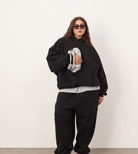 ARRANGE ARRANGE Curve oversized premium heavy weight sweatpants with cuff in black